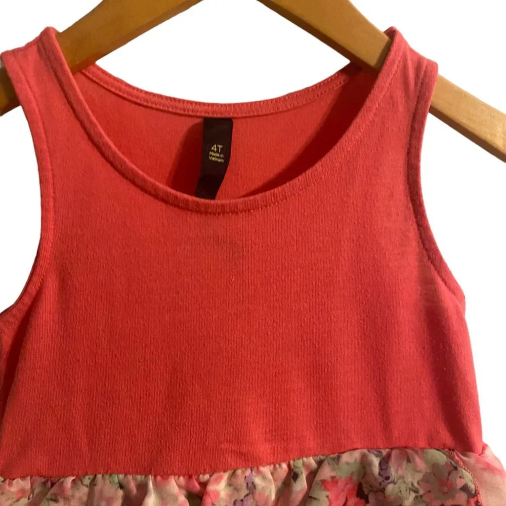 Jessica Simpson girls ruffle‎ dress sz 4T coral and floral